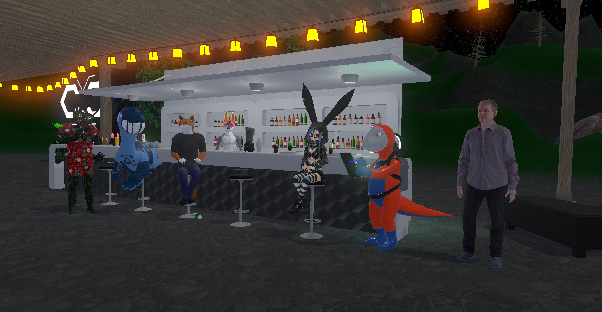 New years party with the furry bartender